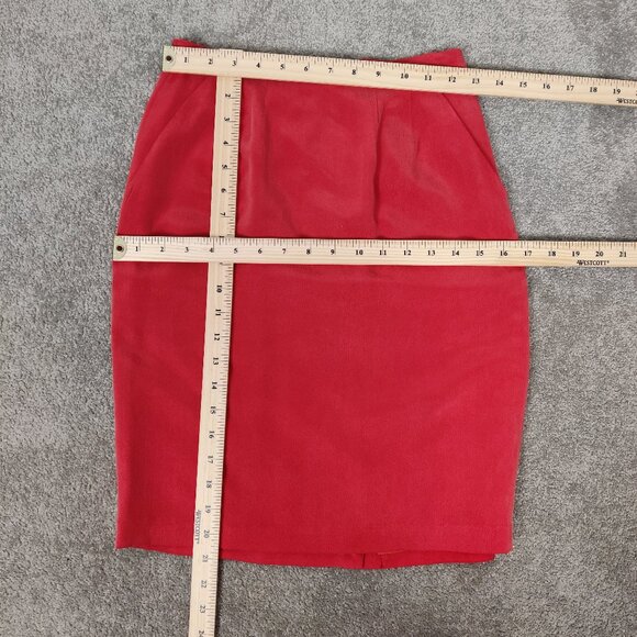 Braemar Petites Women's Mini Skirt Size 2 Red Silk Lined Business Casual Elegant - Picture 7 of 10